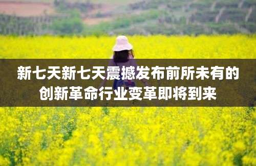 新七天新七天震撼发布前所未有的创新革命行业变革即将到来