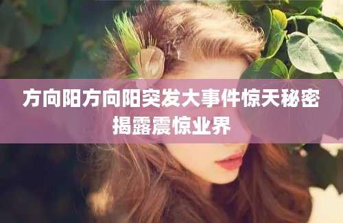 方向阳方向阳突发大事件惊天秘密揭露震惊业界