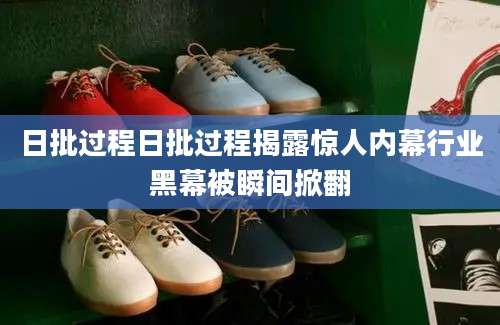日批过程日批过程揭露惊人内幕行业黑幕被瞬间掀翻