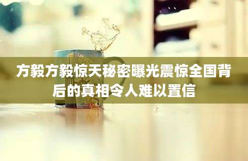 方毅方毅惊天秘密曝光震惊全国背后的真相令人难以置信