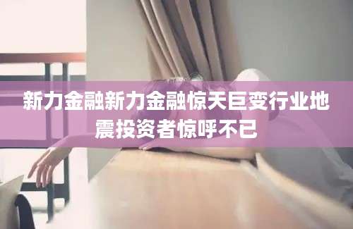 新力金融新力金融惊天巨变行业地震投资者惊呼不已