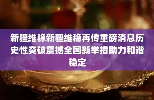 新疆维稳新疆维稳再传重磅消息历史性突破震撼全国新举措助力和谐稳定