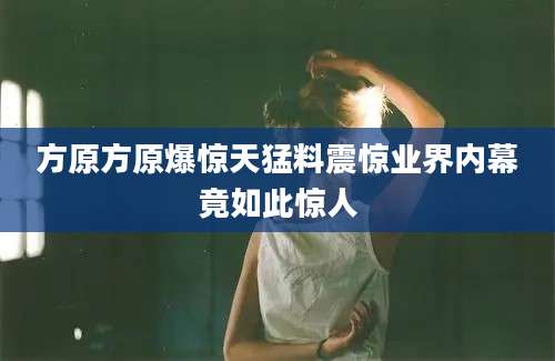 方原方原爆惊天猛料震惊业界内幕竟如此惊人