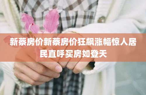 新蔡房价新蔡房价狂飙涨幅惊人居民直呼买房如登天