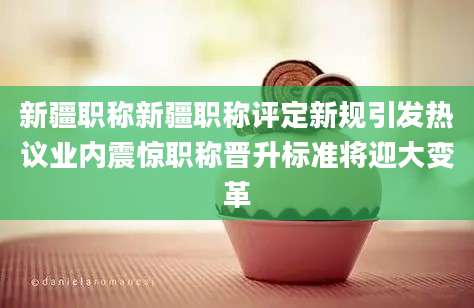 新疆职称新疆职称评定新规引发热议业内震惊职称晋升标准将迎大变革
