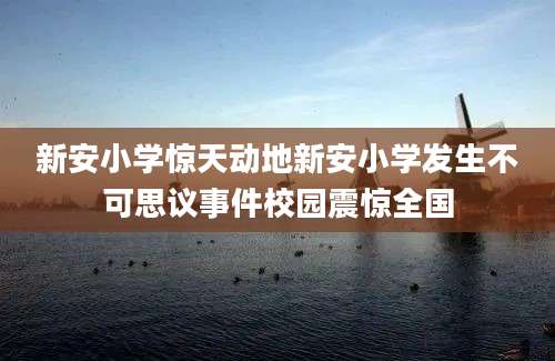 新安小学惊天动地新安小学发生不可思议事件校园震惊全国