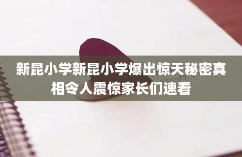 新昆小学新昆小学爆出惊天秘密真相令人震惊家长们速看