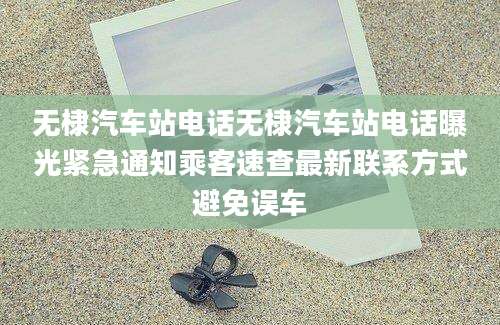 无棣汽车站电话无棣汽车站电话曝光紧急通知乘客速查最新联系方式避免误车