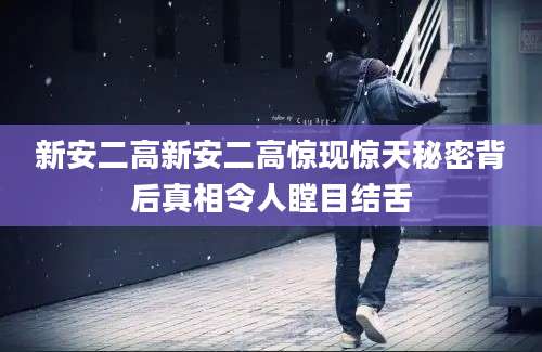 新安二高新安二高惊现惊天秘密背后真相令人瞠目结舌