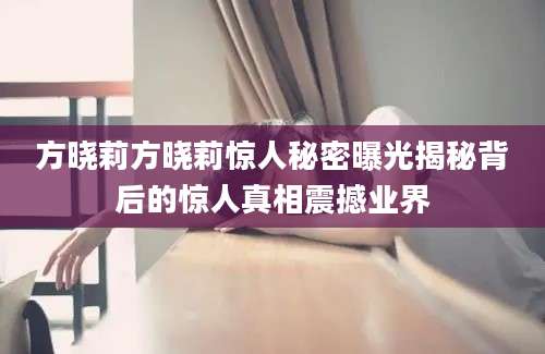 方晓莉方晓莉惊人秘密曝光揭秘背后的惊人真相震撼业界