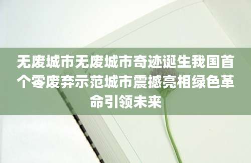 无废城市无废城市奇迹诞生我国首个零废弃示范城市震撼亮相绿色革命引领未来