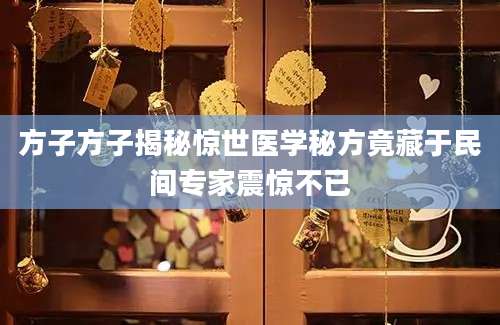 方子方子揭秘惊世医学秘方竟藏于民间专家震惊不已