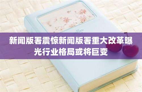 新闻版署震惊新闻版署重大改革曝光行业格局或将巨变