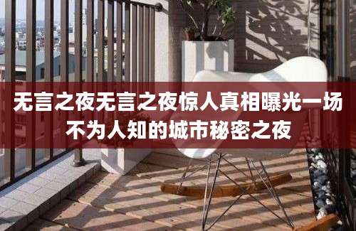 无言之夜无言之夜惊人真相曝光一场不为人知的城市秘密之夜