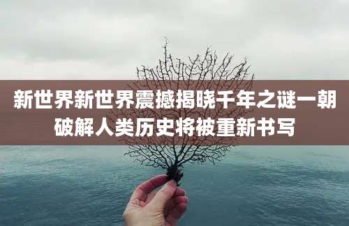 新世界新世界震撼揭晓千年之谜一朝破解人类历史将被重新书写