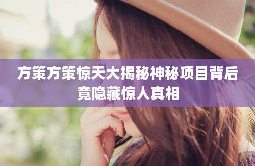 方策方策惊天大揭秘神秘项目背后竟隐藏惊人真相