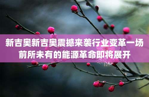 新吉奥新吉奥震撼来袭行业变革一场前所未有的能源革命即将展开