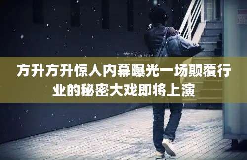 方升方升惊人内幕曝光一场颠覆行业的秘密大戏即将上演