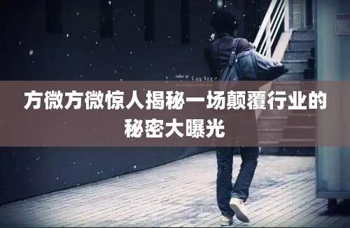 方微方微惊人揭秘一场颠覆行业的秘密大曝光