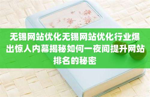 无锡网站优化无锡网站优化行业爆出惊人内幕揭秘如何一夜间提升网站排名的秘密