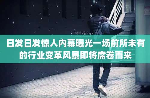 日发日发惊人内幕曝光一场前所未有的行业变革风暴即将席卷而来