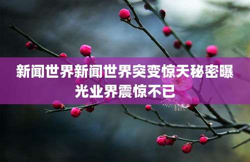 新闻世界新闻世界突变惊天秘密曝光业界震惊不已