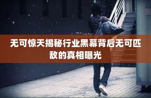 无可惊天揭秘行业黑幕背后无可匹敌的真相曝光