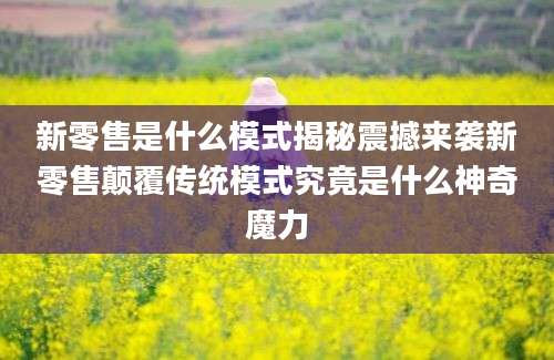 新零售是什么模式揭秘震撼来袭新零售颠覆传统模式究竟是什么神奇魔力