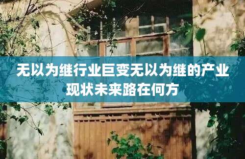 无以为继行业巨变无以为继的产业现状未来路在何方