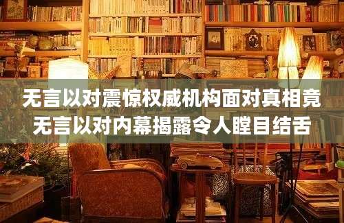 无言以对震惊权威机构面对真相竟无言以对内幕揭露令人瞠目结舌