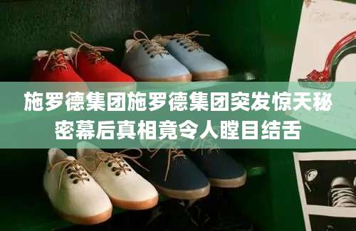 施罗德集团施罗德集团突发惊天秘密幕后真相竟令人瞠目结舌