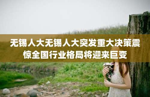 无锡人大无锡人大突发重大决策震惊全国行业格局将迎来巨变