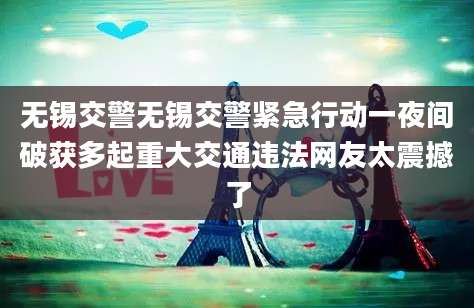 无锡交警无锡交警紧急行动一夜间破获多起重大交通违法网友太震撼了