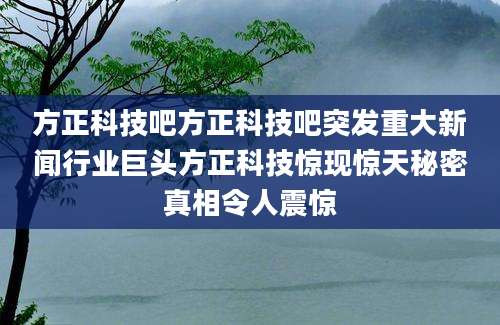 方正科技吧方正科技吧突发重大新闻行业巨头方正科技惊现惊天秘密真相令人震惊