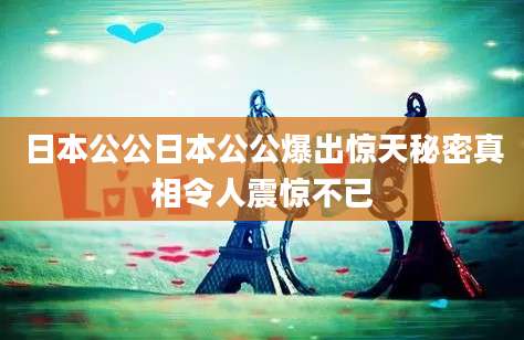 日本公公日本公公爆出惊天秘密真相令人震惊不已