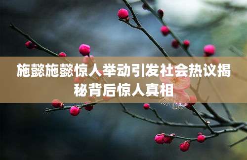施懿施懿惊人举动引发社会热议揭秘背后惊人真相