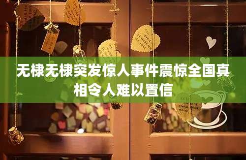 无棣无棣突发惊人事件震惊全国真相令人难以置信