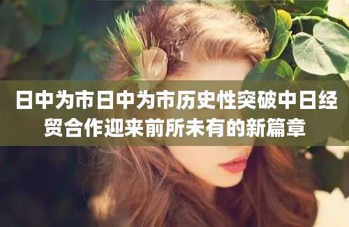 日中为市日中为市历史性突破中日经贸合作迎来前所未有的新篇章