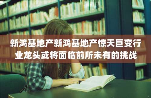 新鸿基地产新鸿基地产惊天巨变行业龙头或将面临前所未有的挑战