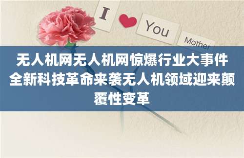 无人机网无人机网惊爆行业大事件全新科技革命来袭无人机领域迎来颠覆性变革