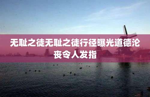 无耻之徒无耻之徒行径曝光道德沦丧令人发指