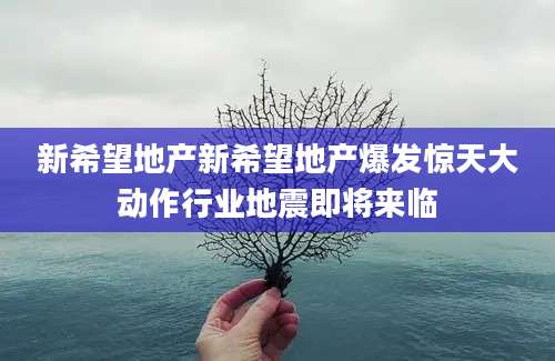 新希望地产新希望地产爆发惊天大动作行业地震即将来临