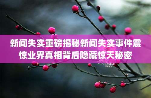 新闻失实重磅揭秘新闻失实事件震惊业界真相背后隐藏惊天秘密