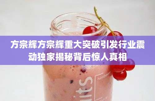 方宗辉方宗辉重大突破引发行业震动独家揭秘背后惊人真相
