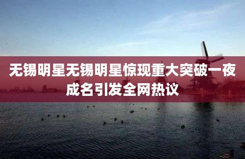 无锡明星无锡明星惊现重大突破一夜成名引发全网热议