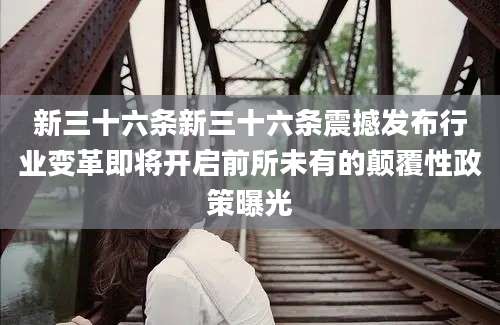 新三十六条新三十六条震撼发布行业变革即将开启前所未有的颠覆性政策曝光