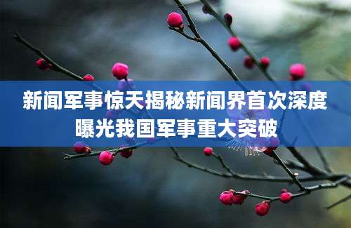 新闻军事惊天揭秘新闻界首次深度曝光我国军事重大突破