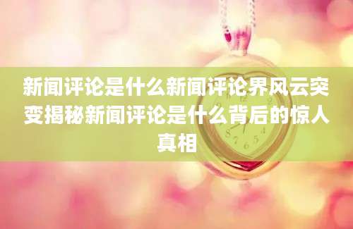 新闻评论是什么新闻评论界风云突变揭秘新闻评论是什么背后的惊人真相