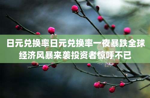 日元兑换率日元兑换率一夜暴跌全球经济风暴来袭投资者惊呼不已