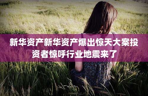 新华资产新华资产爆出惊天大案投资者惊呼行业地震来了